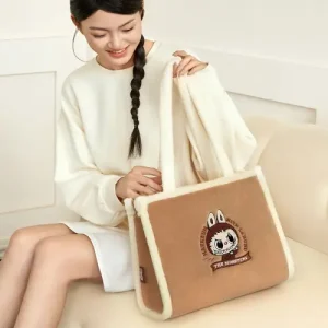 LABUBU Classic Bag Series – Plush Tote Bag Brown front view