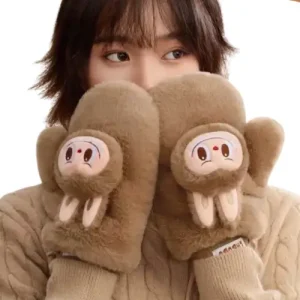 LABUBU Warm Fluffy Holiday Series – Plush Gloves Front Side
