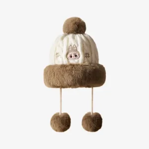 LABUBU Warm Fluffy Holiday Series – Plush Hat Front Side View