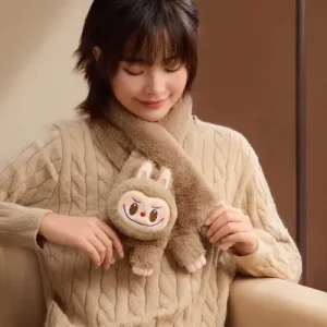 LABUBU Warm Fluffy Holiday Series – Plush Scarf Wearning View