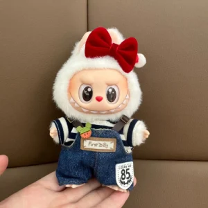Labubu Clothing First Day – Denim Red Bow 17 Wearing View