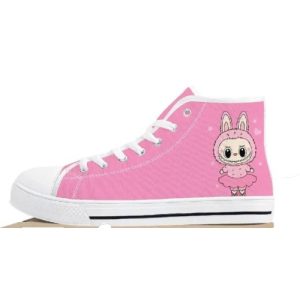 Labubu Women’s High-Top Sneakers Pink Sided View